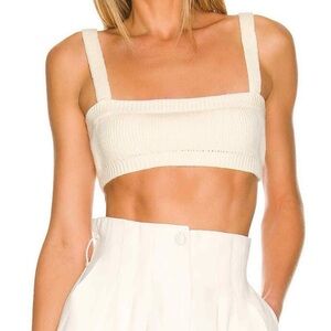 Danielle Bernstein Sweater Pull On Bra Crop Top Cream Size Medium